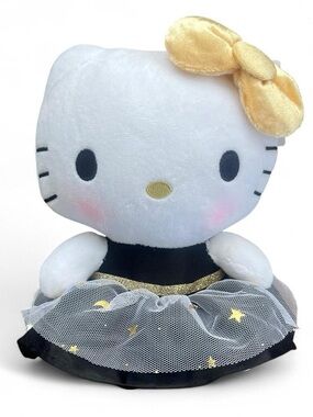 Hello Kitty Plush - White with Black Dress and Gold Accents